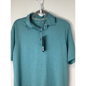 NWT Men Walter Hagen Golf Polo Shirt Small Wavelike Teal Championship Stripe